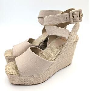 Sam Edelman Vada Wedge Ankle Strap Sandal Women's Neutral Size US10 EU40.5